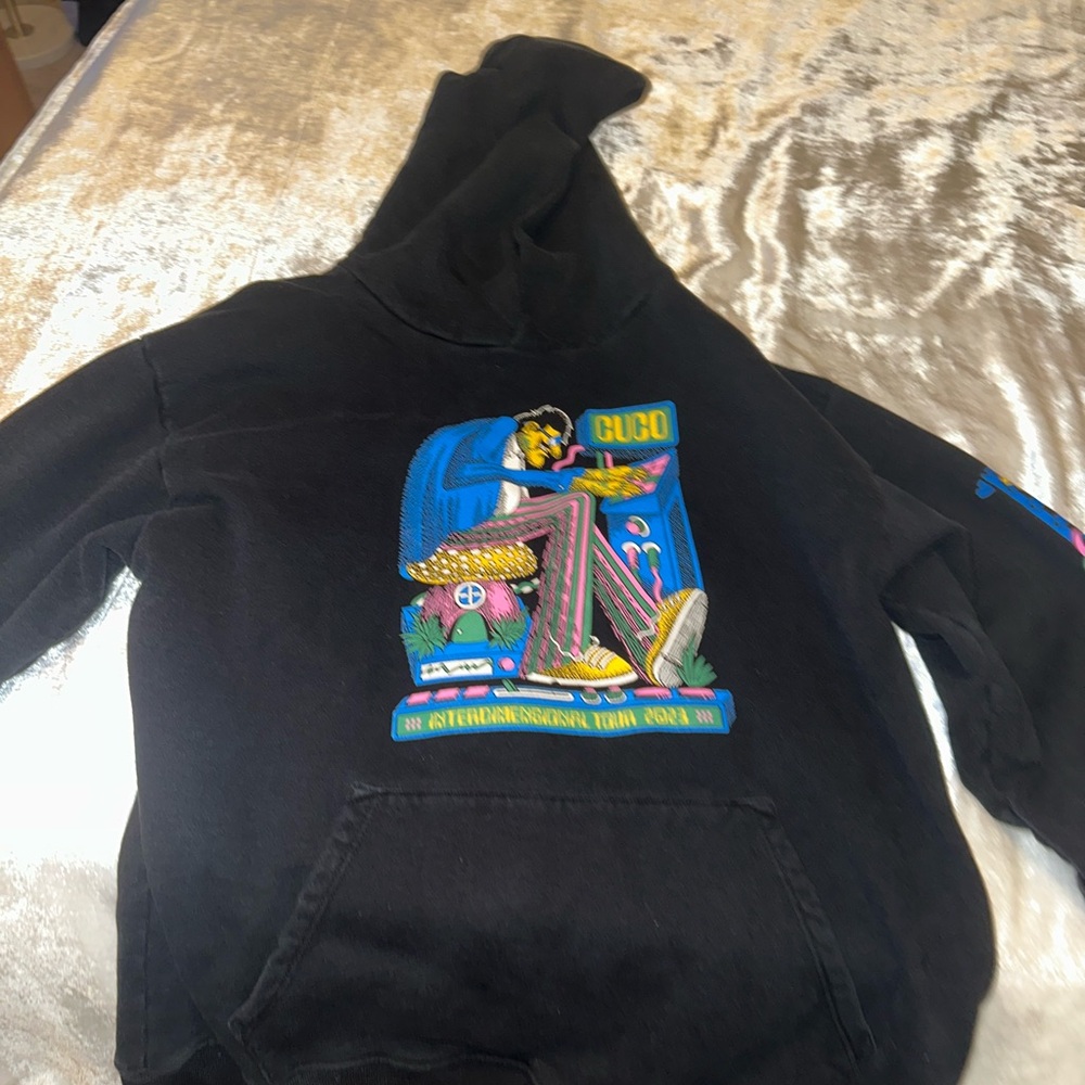 Black Graphic Hoodie with Colorful Design